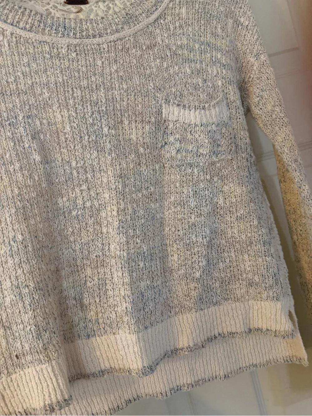 Free People Heathered Cream Crewneck Pullover